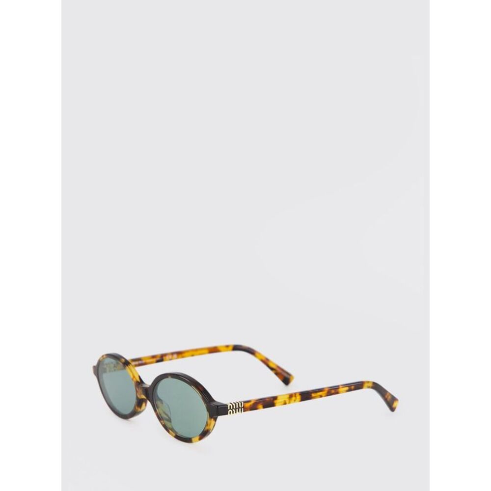Miu Miu Women Oval Miu Miu Sunglasses In Tortoiseshell Acetate With Logo